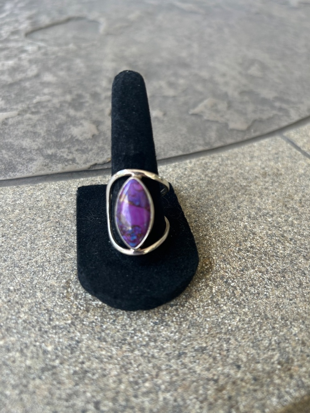Arya 925 Sterling Silver Purple Mojave Copper Turquoise Marquise Ring Sz 7.5